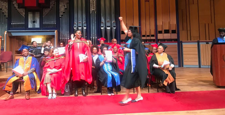 EFF deputy secretary-general Hlengiwe Mkhaliphi graduated with an honours degree in public administration from Unisa on Wednesday evening.