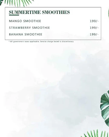 Fluid Cafe menu 