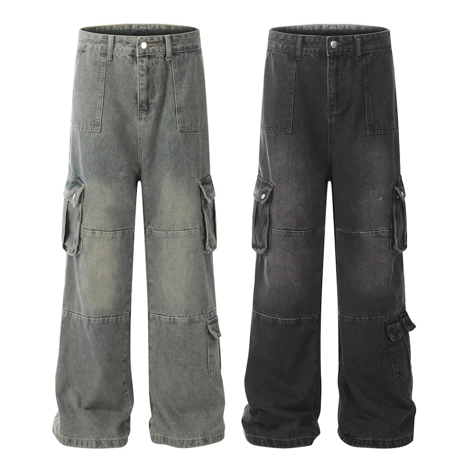 Workwear jeans voor heren, gewassen en gedragen. Duurzame en comfortabele broek voor werk en vrije tijd. Stoere look en lange levensduur.