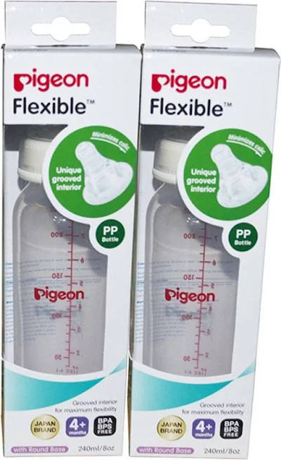 Pigeon Peristaltic Nipple Plastic Feeding Bottle Small, 120 Ml