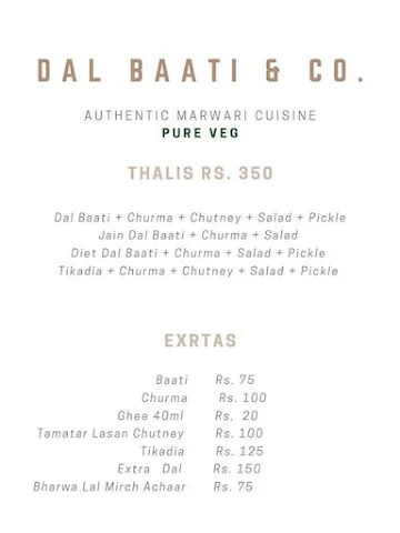 Dal Baati & Co. menu 