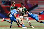 SA's Dewald Human in action against Samoa at the HSBC France Sevens at Stade Toulousain in Toulouse, France on May 21 2022.