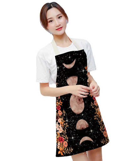 Title 5, Halloween Skull Printed Cotton And Linen Apron....
