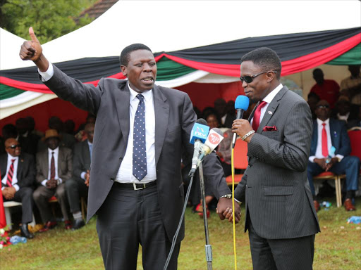 Eugene Wamalwa and Ababu Namwamba at Milimani on August 23.Yvonne will be buried at Milimani/NICHOLAS WAMALWA