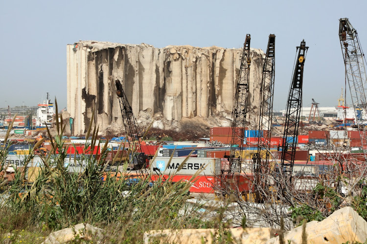 A general view shows the grain silo damaged during the 2020 Beirut port explosion in Beirut, Lebanon April 4, 2022.