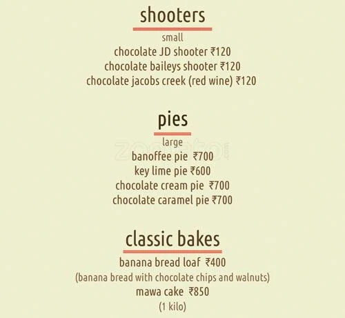 The Big O Bakes menu 