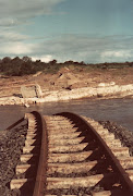 A railway bridge washed away by the cyclone. Picture: PETER HUGHES