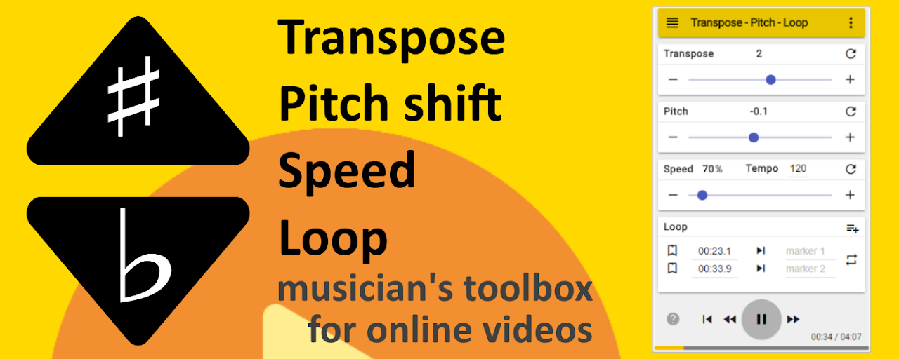 Transpose ▲▼ pitch ▹ speed ▹ loop for videos Preview image 2