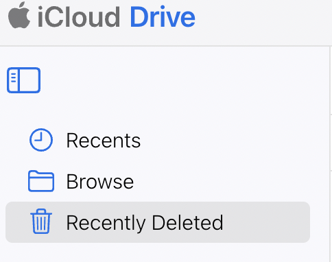 iCloud Drive > Recently Deleted folder