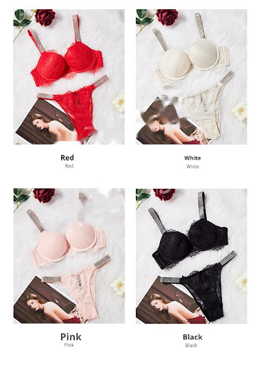 Title 10, Lace Rhinestone Bra Underwear Suit