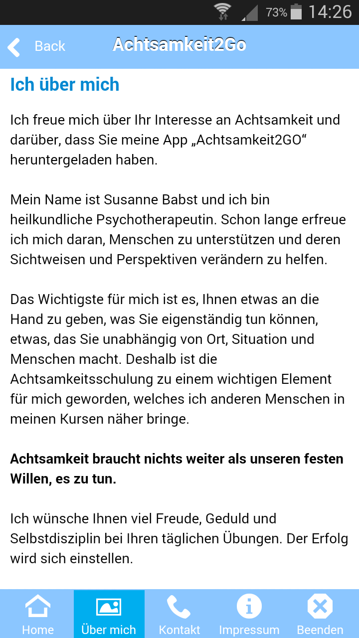 Achtsamkeit2Go Screen 2