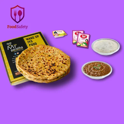 2 Paneer Paratha With Dal Makhni + Plain Dahi