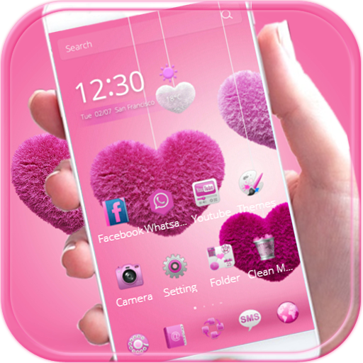 Fluffy love Theme Pink heart