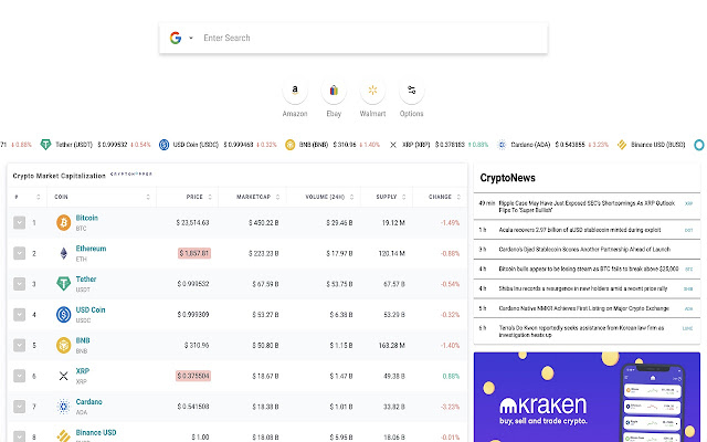 Crypto Tab chrome extension