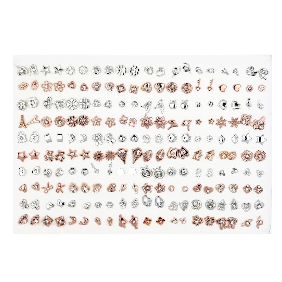 100 Paar gemischte Polymer Clay Alloy Mini Ohrstecker Kunststoff Anti-Allergie-Kleber Nadel Kleine Ohrringe Damen