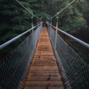 Features a suspension bridge that stretches