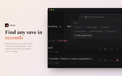 Twitter & X Bookmarks on New Tab — Totem screenshot 4
