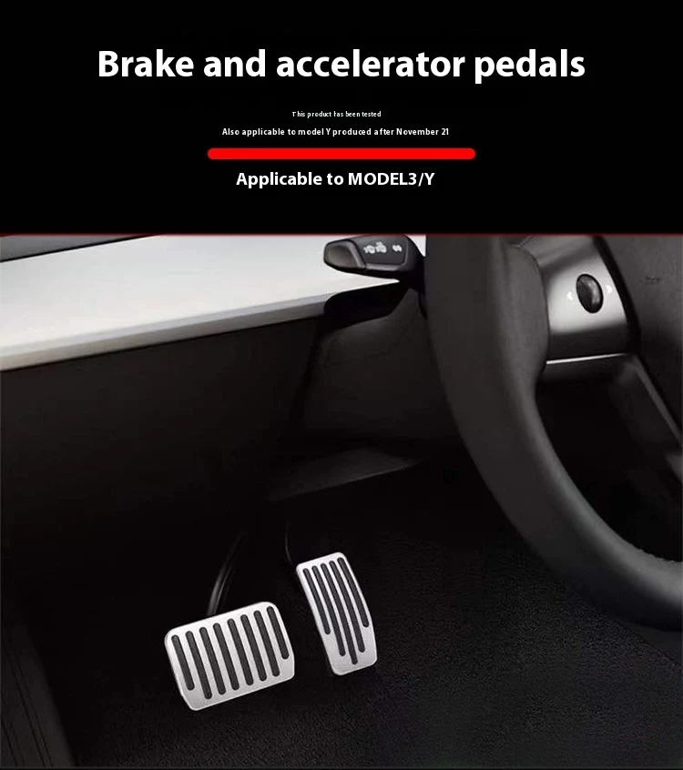 Model33 Y Aluminium anti-slip gaspedaal en rempedaal voor auto's. Verbeterd de controle en veiligheid tijdens het rijden. Optimaliseer uw rijervaring