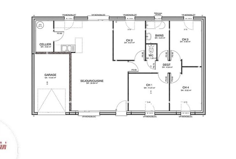  Vente Terrain + Maison - Terrain : 1 000m² - Maison : 89m² à Thors (10200) 