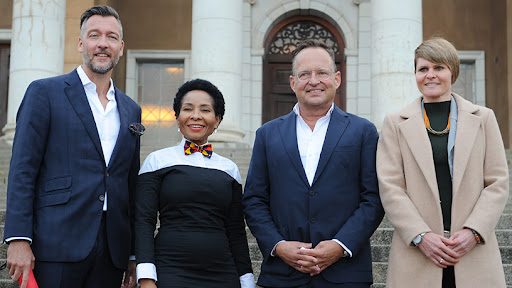 From left: Mahias Ruch, CEO of CV VC;  University of Cape Town Vice Chancellor Mamokgethi Phakeng;  CV VCs Lorenz Furrer;  and Véronique Haller, Deputy Head of Mission at the Swiss Embassy in Pretoria.