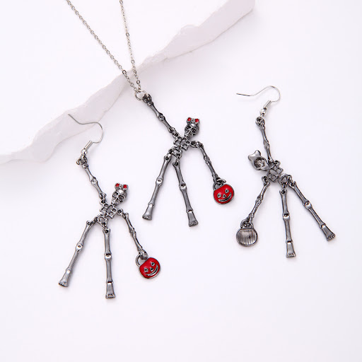 Title 6, 3pc Halloween Skeleton Earrings and Necklace Se...