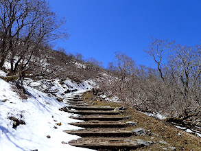 遊歩道の雪はずいぶんと溶け