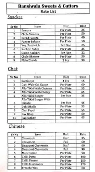 Bansiwala Sweet & Caterers menu 1