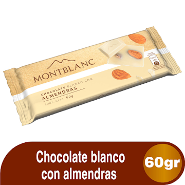 Chocolatina Montblanc Blanco Con Almendras x 60 gr  