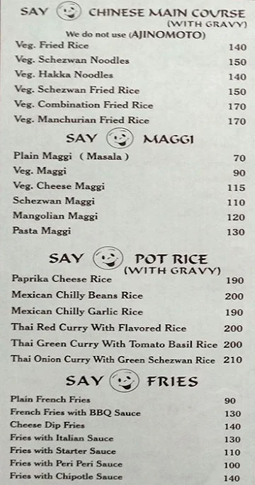 Say Cheese menu 