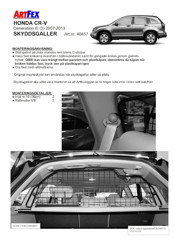 Artfex Hundgaller Honda CR-V 2007-13 Generation 3 