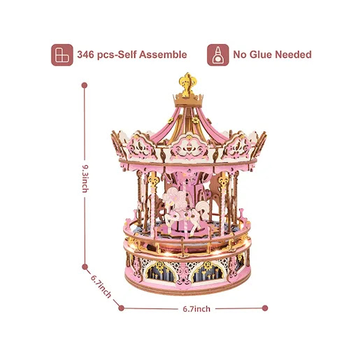 Title 4, DIY Manual Mechanical Merry Go Round Music Box ...