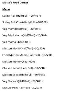 Matta's Food Corner menu 1