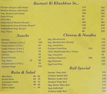 Fauji Dhaba menu 