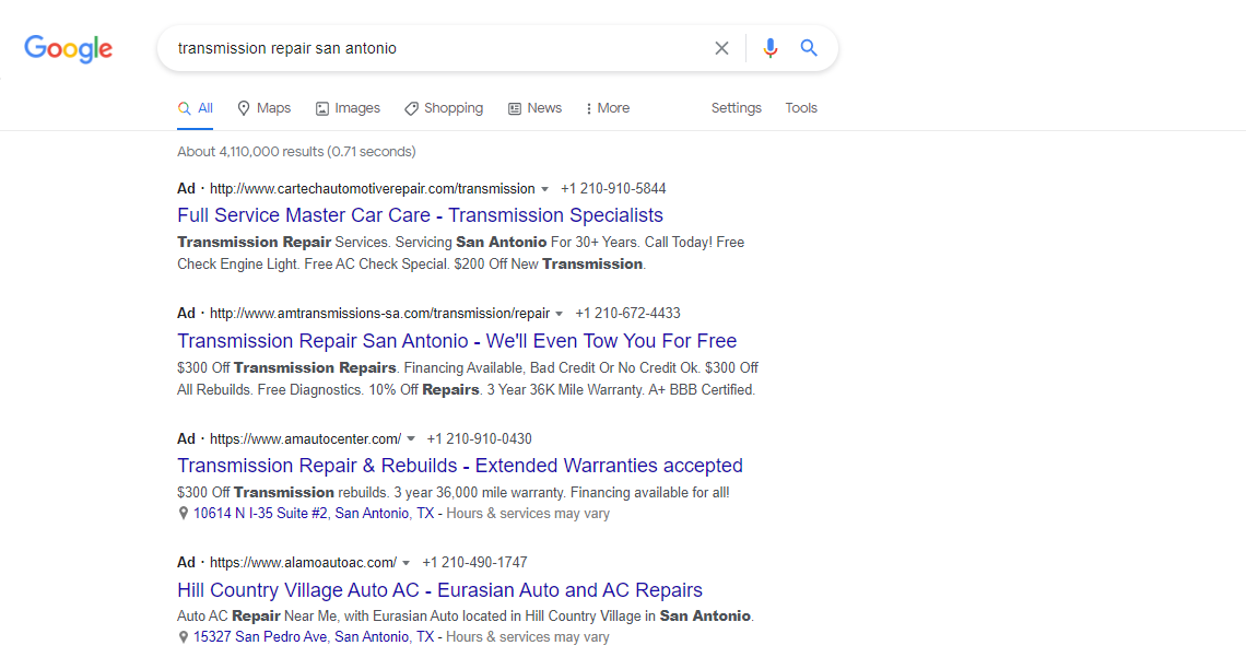 Google Search Results Page