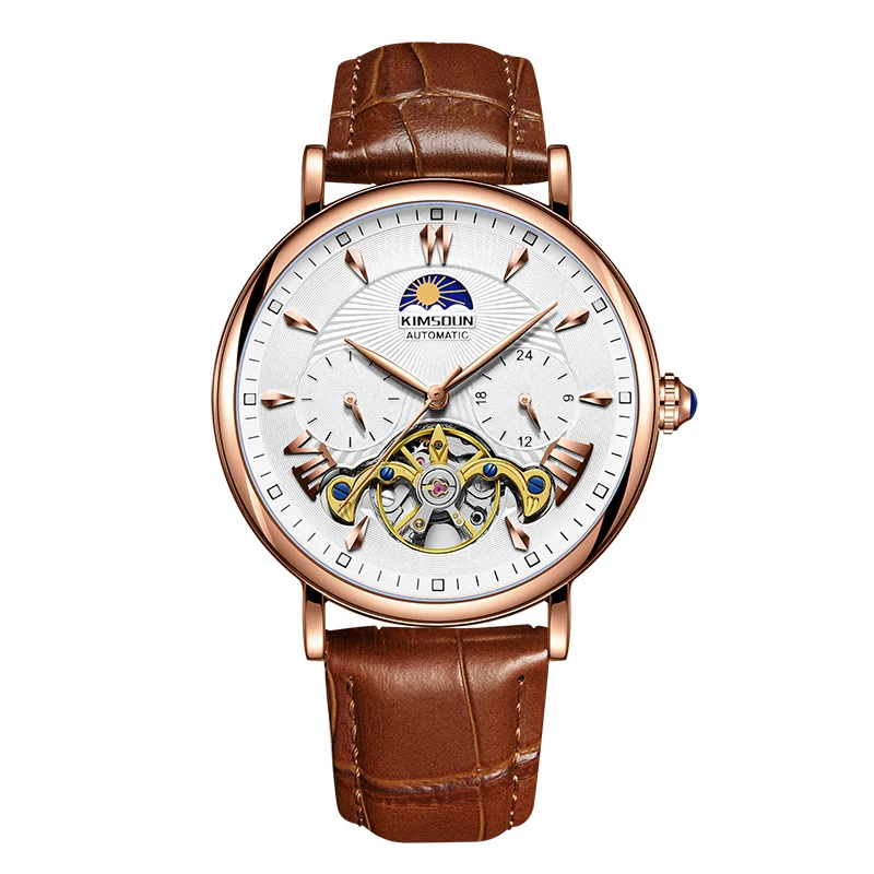 Sun Moon Star Men's Automatic Mechanical Watch. Experience time elegantly displayed with this precision timepiece featur