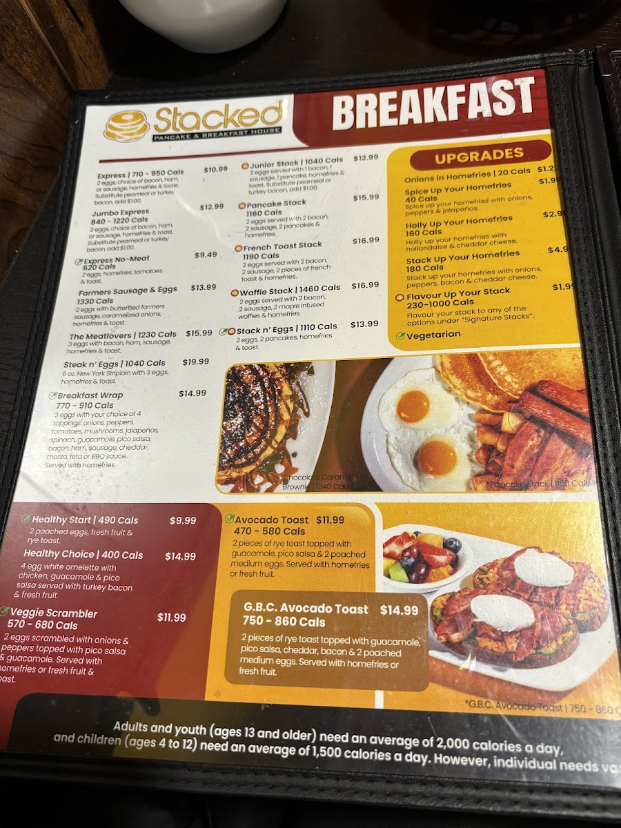 Stacked Pancake & Breakfast House gluten-free menu