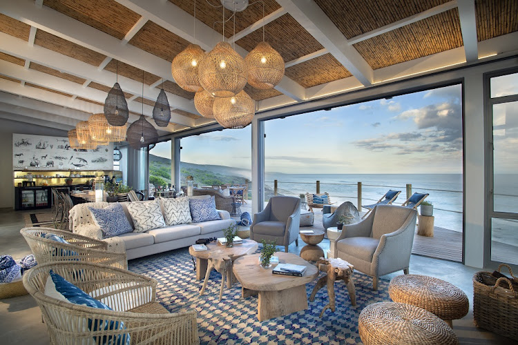 The main area of Lekkerwater Beach Lodge features a wrap-around terrace that takes full advantage of its spectacular setting on a beach in the De Hoop Nature Reserve.