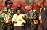 President Jacob Zuma, Nkosazana Dlamini-Zuma, Cyril Ramaphosa and Zweli Mkize at the end of the ANC National Policy Conference in July.