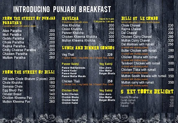 Bhukkha Sher menu 