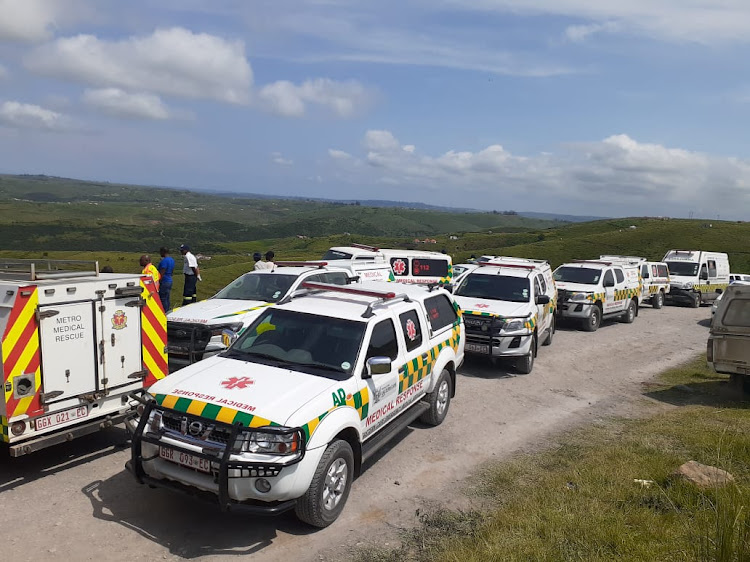 Emergency vehicles blocked the road while rescue attempts were co-ordinated.