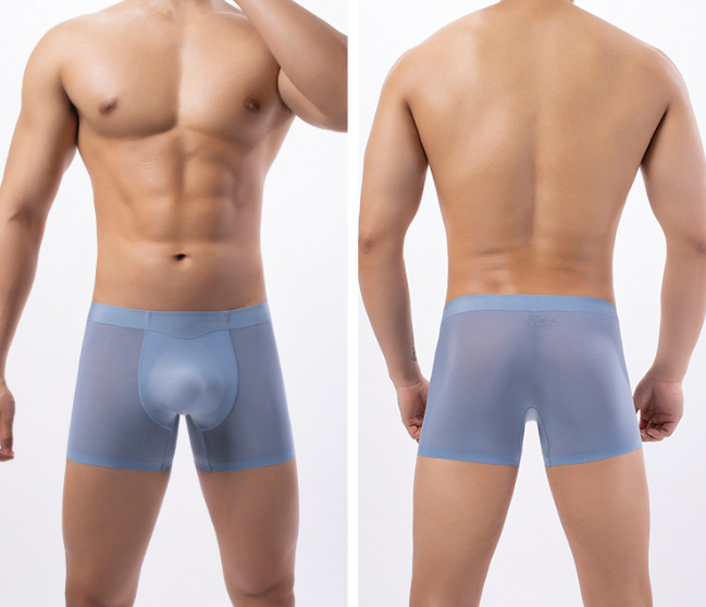 Title 4, Cueca boxer masculina de seda gelada ultrafina,...