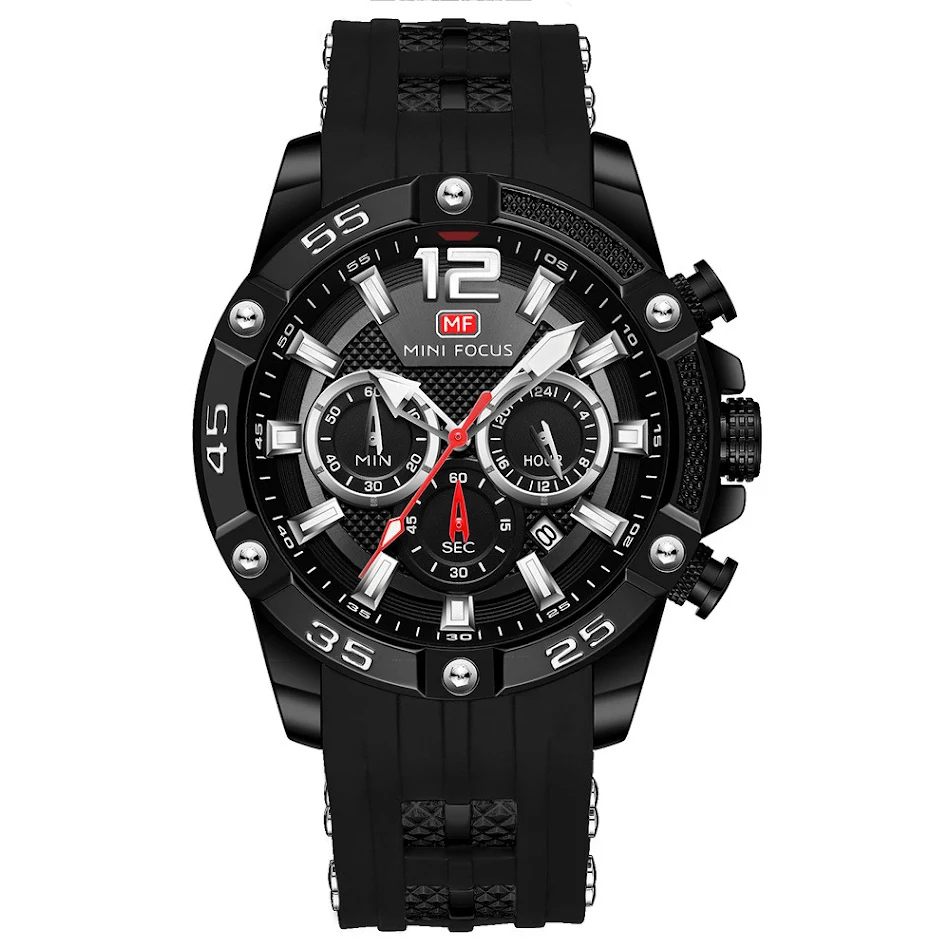 Minifix Fox MF0349G Herenhorloge met siliconen band en lichtgevende wijzerplaat. Stijlvol quartz horloge voor mannen met persoonlijkheid en comfort.