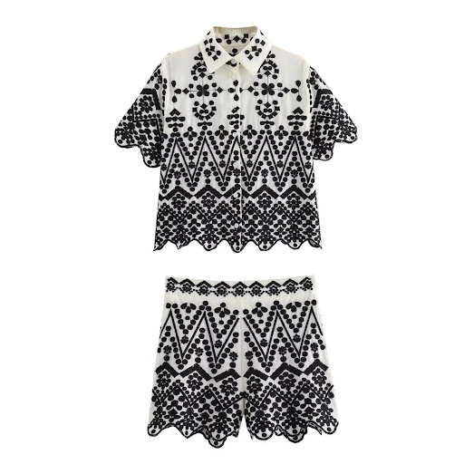 Title 2, Machine Embroidery Shirt Shorts Suit
