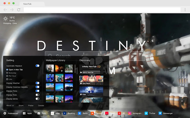 Destiny New Tab Page HD Popular Games Theme