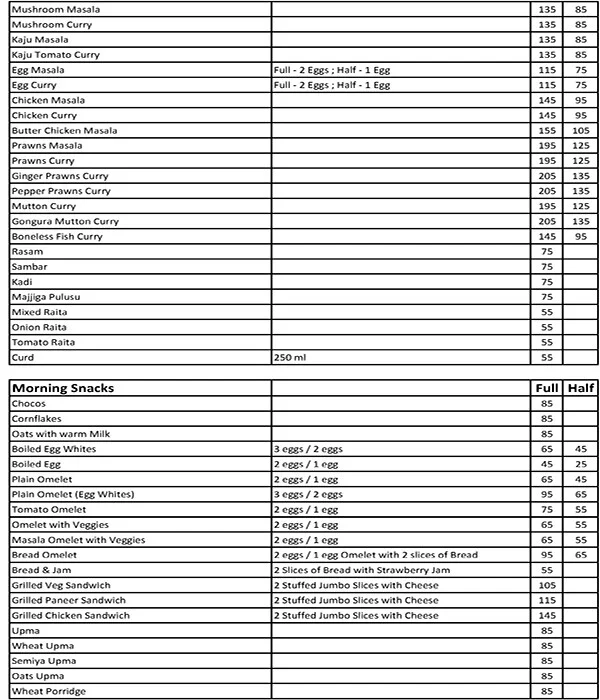 Snack Hack menu 