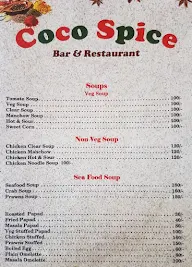 Coco Spice menu 1