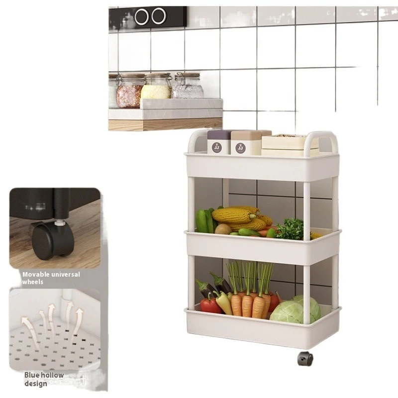 Chariot Rack de Cuisine Mobile Multi-niveaux Panier à Légumes Solution de rangement idéale pour une cuisine organisée Facilite le déplacement et l'accès aux aliments
