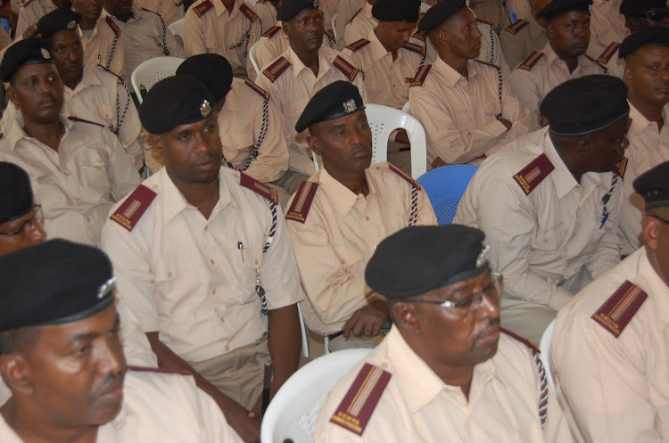 Chiefs and assistant chiefs from Garissa county during a security meeting with the regional commissioner Mohamed Birik last week.