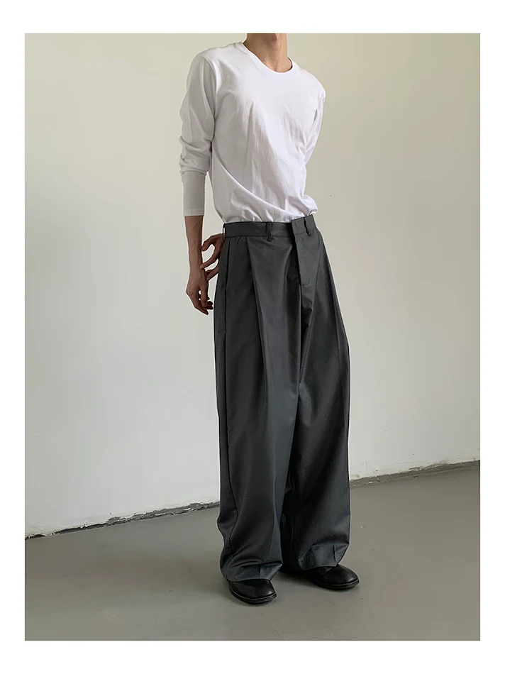 Calças folgadas retas masculinas Gray Tears Design Sense. Conforto e estilo em calças modernas, perfeitas para um visual casual e despojado para homens.