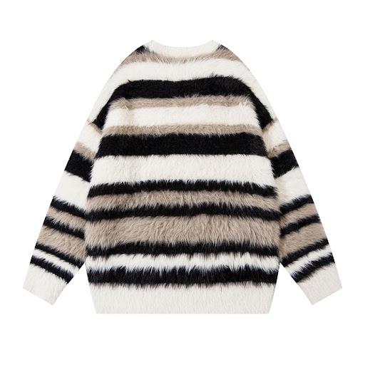 Title 13, Mens Striped Mink-like Round Neck Sweater prov...